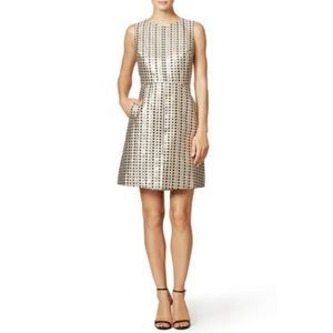 Erin Fetherston Dot Sophie Dress Metallic Gold Cream Black sz 2